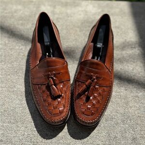 Men's Brown Leather Loafers. G.H. Bass brand, tassels, size 12 shoes